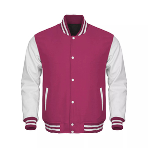 Veste de baseball universitaire personnalisée de haute qualité pour hommes Bomber à manches en cuir noir de style universitaire avec logo avant en gros - Product Image 2