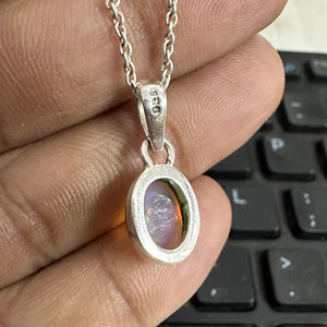 Pendentif en pierre précieuse opale de feu éthiopienne naturelle en argent sterling 925, pierre de naissance d'octobre, breloque opale - Product Image 6