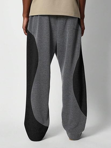 Pantalon évasé pour homme, tissu extensible, pantalon de compression pour la course à pied, vêtements d'hiver, design tendance, pantalon à patchwork - Product Image 3