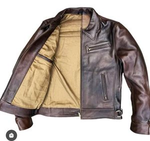 แจ็กเก็ตหนังแท้ทรงสลิมฟิตสำหรับผู้ชาย, แจ็กเก็ตหนังแท้ซิปล็อคแบบลำลองดีไซน์ทันสมัยสีดำงาช้างแฟชั่นสำหรับฤดูหนาว - Product Image 2