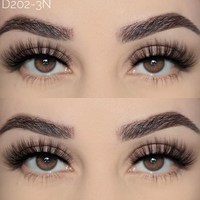 Pestañas postizas de visón sintético de alta calidad con banda delgada y flexible, estilo natural, con logotipo personalizado en el empaque, MOQ bajo, muestras disponibles.
