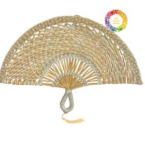 Ventilateur tissé naturel en jonc de mer, ventilateur à main en feuille de palmier fait à la main, ventilateur de refroidissement léger, approvisionnement de qualité à l'exportation - Product Image 1