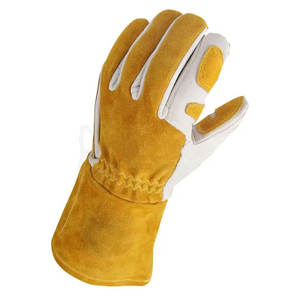 Guantes de Trabajo de Cuero Transpirables de Color Blanco Dorado con Agarre Flexible, Cuero Vacuno Resistente para las Cuatro Estaciones, Reutilizables para Jardinería - Product Image 6