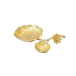 New Decorative Metal HOT SALE GOLD Plated LEAF Design CHIP & DIP <b>SERVING</b> <b>BOWL</b> - Product Image 1
