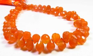 Cuentas Facetadas de Cornalina Naranja, Hilo de 8 Pulgadas, 6-7 mm, Piedras Preciosas Sueltas en Forma de Lágrima Naturales, Grado Superior, 50 Quilates para la Fabricación de Joyas - Product Image 5