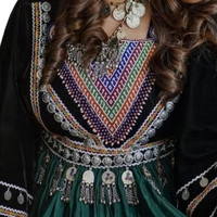 Robe longue traditionnelle afghane pour femme en mousseline, style bohème vintage, colorée, faite à la main, ethnique, écologique, respirante, boutonnée naturellement