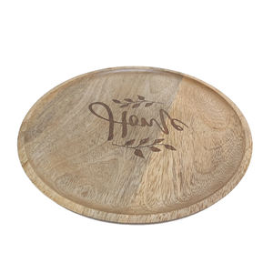 Assiette ronde en bois d'acacia finition naturelle plateau à vaisselle et bol au design de luxe pour servir au restaurant et à l'hôtel en vrac - Product Image 1