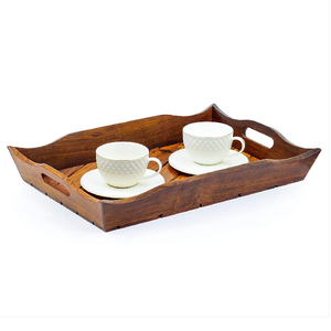 Dernier modèle Plateau de service rond en bois de haute qualité avec corde Format Top Standard Cadeau de Noël pour les vacances Décoration intérieure Thème artistique - Product Image 5