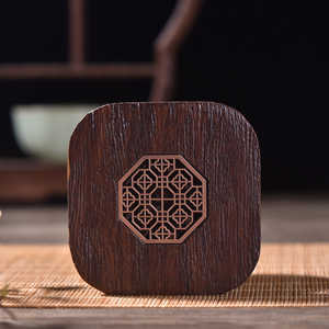 Dessous de verre en bois logo de taille personnalisée ensemble 4 avec support rond carré fait à la main marbre vadrouille os incrustation résine pierre dessous de verre - Product Image 3