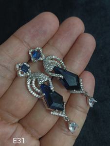 ต่างหูเพชรสไตล์คลาสสิกแบบอเมริกันดั้งเดิมและทันสมัยชุบเงินสำหรับต่างหูของขวัญวันเกิดและคริสต์มาส - Product Image 2