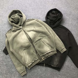 Hot Selling Manufacturer Custom Vintage Acid Wash Sun Fade Embroidery Distressed Men's Embroidery <b>Hoodie</b> - Product Image 3