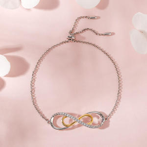Jeulia Rhodium Plated Sterling Silver Double Layer <b>Infinity</b> Charm <b>Bracelet</b> with Zircon - Product Image 6