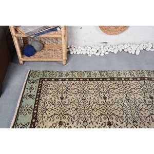 Alfombra Turca de 3,4x7,3 pies, Alfombra Vintage Beige con Diseño de Camuflaje - Product Image 5