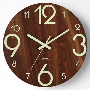 Reloj de pared redondo artesanal H.M.A con esfera de madera, diseño Art Deco para decoración de cabina de oficina en casa - Product Image 6