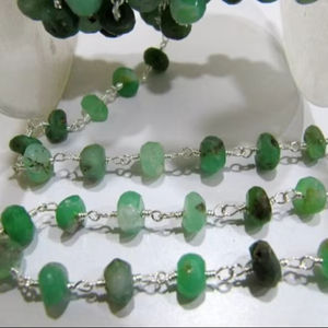 Cadena Aati de cuentas facetadas Rondelle de crisoprasa natural, cadena de Rosario de cuentas de crisoprasa de 6-7mm de tamaño - Product Image 1