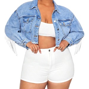 แจ็กเก็ตยีนส์คอตตอนแห้งเร็วสำหรับผู้หญิงแจ็คเก็ตยีนส์ลำลองคุณภาพเยี่ยมสไตล์ปรับแต่งได้สำหรับ100% ใหม่ - Product Image 1