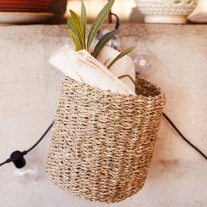 Handmade boho style seagrass door <b>hanging</b> flower <b>basket</b> for home decor natural straw <b>wall</b> mount <b>baskets</b> - Product Image 6
