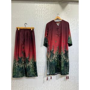 ชุดชีฟอง FUSION แบบยาว 2 ชิ้น รุ่น SL00248 แขนสามส่วน ชุดเซ็ตสองชิ้นทันสมัยสำหรับฤดูใบไม้ร่วง ไซส์ 2XL - Product Image 1