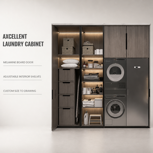 Fabrication de meubles sur mesure de haute qualité, armoire modulaire intégrée lave-linge/sèche-linge avec plan de travail en marbre <span class=keywords><strong>pour</strong></span> buanderie - Product Image 3