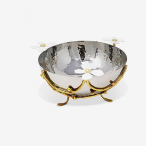 Recipiente de comida de acero de Metal pesado con Base de asta de diseñador moderno, cuenco de mesa pulido ecológico para cena de boda - Product Image 2