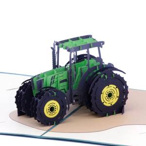 Carte pop-up 3D Tracteur Carte de vœux artisanale Transport Cartes pop-up Artisanat papier 3D Carte de vœux 3D Carte 3D Pop-up - Product Image 3