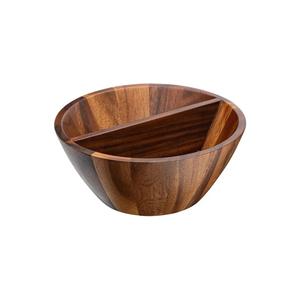 Cuenco de madera de forma redonda de diseño liso Cuenco y servidor decorativo pulido de madera con acabado de color marrón - Product Image 2