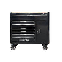 Chariot de rangement d'outils pour atelier PHIXWELL, nouveau, avec plateau en bois, kit d'outils de réparation automobile