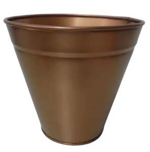 Maceta redonda de hierro antiguo de cobre decorativa moderna para el hogar, macetas de jardín utilizables, suministros para el cuidado de flores y plantas - Product Image 2