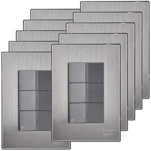 Placche interruttori per scale, MXIUR-006, 10 pezzi, 2 interruttori/interruttori per scale, 125-250VAC, 10A, 50/60Hz, Argento/Oxford, Ace - Product Image 1