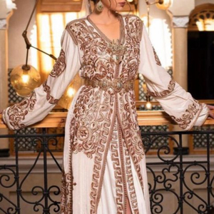 Robe CAFTAN de soirée, nouvelle mode, broderie de dadda, perles de verre de cristal, travail en pierre de verre, pour mariage @ 2022 - Product Image 1