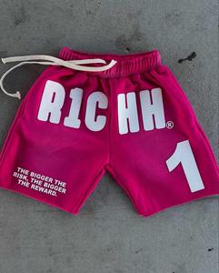 Venta al por mayor de ropa de calle personalizada lavado ácido Deporte Pantalones cortos 3D impresión de silicona Logo Cordón de alta calidad Casual desgaste algodón pantalones cortos hombres - Product Image 1