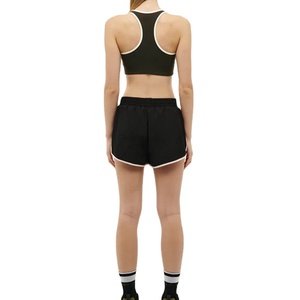 Pantalones cortos de mujer para ropa deportiva, pantalones cortos para correr de poliéster Spandex con parche dividido lateral, bragas informales de Color negro para mujer - Product Image 2