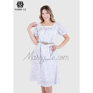 Vestido bordado de flores, vestido feminino de bordado com estampa floral-md554