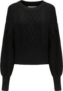 Custom Designed Women's Vintage Cable Knit Nylon/Acrylic Pullover Crew Neck Sweater Thick Knit Criss-cross Decoration for Winter - Product Image 3