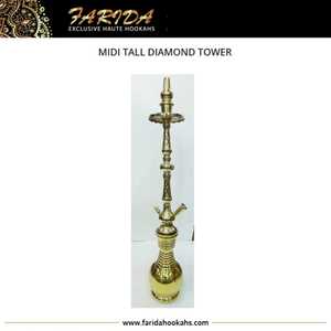 Venta al por mayor de lujo de estilo egipcio de tamaño mediano Shisha Hookahs laca árabe café fumar torre de cristal de latón conjunto grabado a mano - Product Image 3