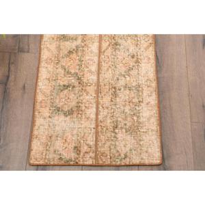 Turkish Runner Rug, 1.5x6.5 ft Vintage Rug, <b>Brown</b> <b>Wool</b> Rug - Product Image 2