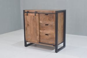Vintage industrial style drawer <b>sideboard</b> with <b>rustic</b> finish wooden and iron made living room use <b>sideboard</b> 3 drawers solid wood - Product Image 3