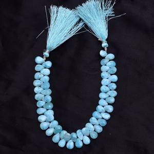 Perles de Larimar AAA+ 7x9mm facettées en forme de poire, pierres semi-précieuses naturelles de Larimar de la République dominicaine, perles en vrac pour la fabrication de bijoux - Product Image 1