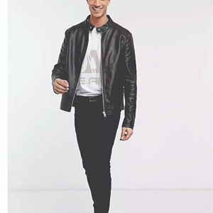 แจ็กเก็ตหนังสำหรับผู้ชายทรงสลิมฟิตแจ็คเก็ตหนังแฟชั่นล่าสุดสำหรับฤดูหนาว - Product Image 1