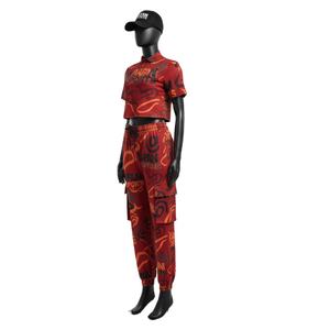 Conjunto de pantalón y top corto para mujer, alta calidad, poliéster 200 GSM, tacto suave, estampado por sublimación, logotipo personalizado, conjuntos para mujer - Product Image 4