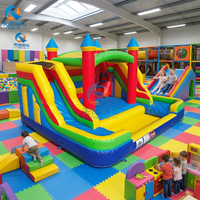 Château gonflable commercial en PVC pour enfants, double couture, avec toboggan et obstacles, idéal pour la location événementielle (4-6 personnes)