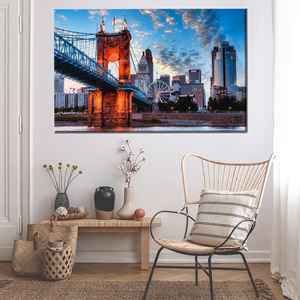 Affiche sur toile de Cincinnati : impression d'un paysage urbain pour la décoration intérieure, 1P : encadrée - Product Image 1