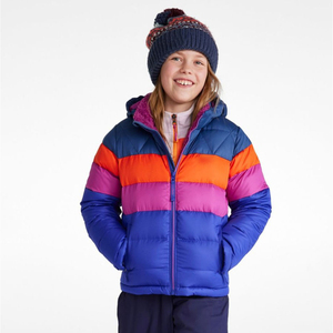Doudoune à capuche multicolore pour enfants Logo personnalisé Vêtements d'extérieur chauds d'hiver à rayures Manteau épais rembourré pour garçons - Product Image 3