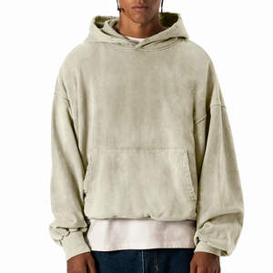 Oversized Distressed Sun Faded Drop Shoulder Cropped No <b>String</b> Plain Custom Design Heavyweight Breathable Winter <b>Hoodies</b> <b>for</b> Men - Product Image 3