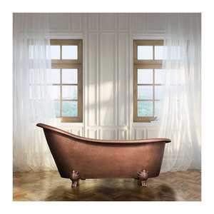 Fabrication indienne Baignoire autoportante double en cuivre de haute qualité pour baignoire Nouveau design Baignoire de trempage fabriquée en Inde - Product Image 6