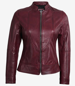 Chaqueta de Cuero Cómoda para Mujer, Estilo Urbano, Color Sólido, Informal, Chaqueta de Cuero Genuino para Mujer - Product Image 5
