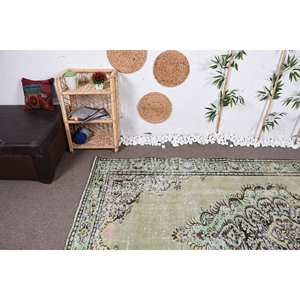 Alfombra turca Vintage, diseño clásico de retales verde y negro, 6,1x9,7 pies, respaldo de látex de lana hecho a mano, estilo Rectangular, para la vida - Product Image 5