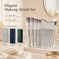 Professionelles Luxus-Make-up-Pinsel-Set mit Silbergriff Weiche Borsten Gesichts- Augen- Foundation- Rouge- Augenbrauen-Schönheitspinsel