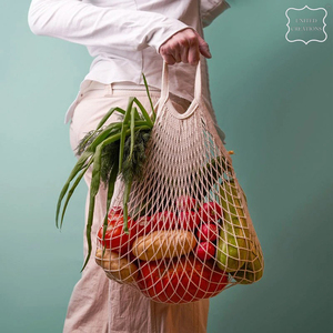 Bolsa de malla de algodón orgánico con logotipo personalizable, lavable, reutilizable para frutas, verduras, chocolate, embalaje, varios para ir de compras - Product Image 6