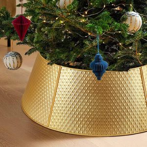 Collar de árbol de metal para árbol de Navidad estilo rústico moderno decorativo duradero base redonda cubierta decoración festiva - Product Image 3